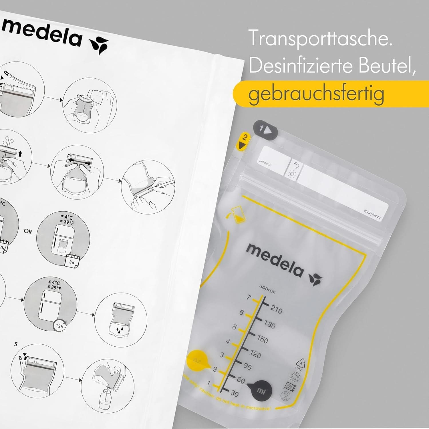Medela Easy Pour Muttermilchbeutel Zum Einfachen Ausgießen, 100 Stück, 210 ml, Auslaufsichere Einweg-Muttermilchbeutel Mit Überlaufschutz, Stillhelfer Příslušenství Dětská výživa a kojení Naty Shop