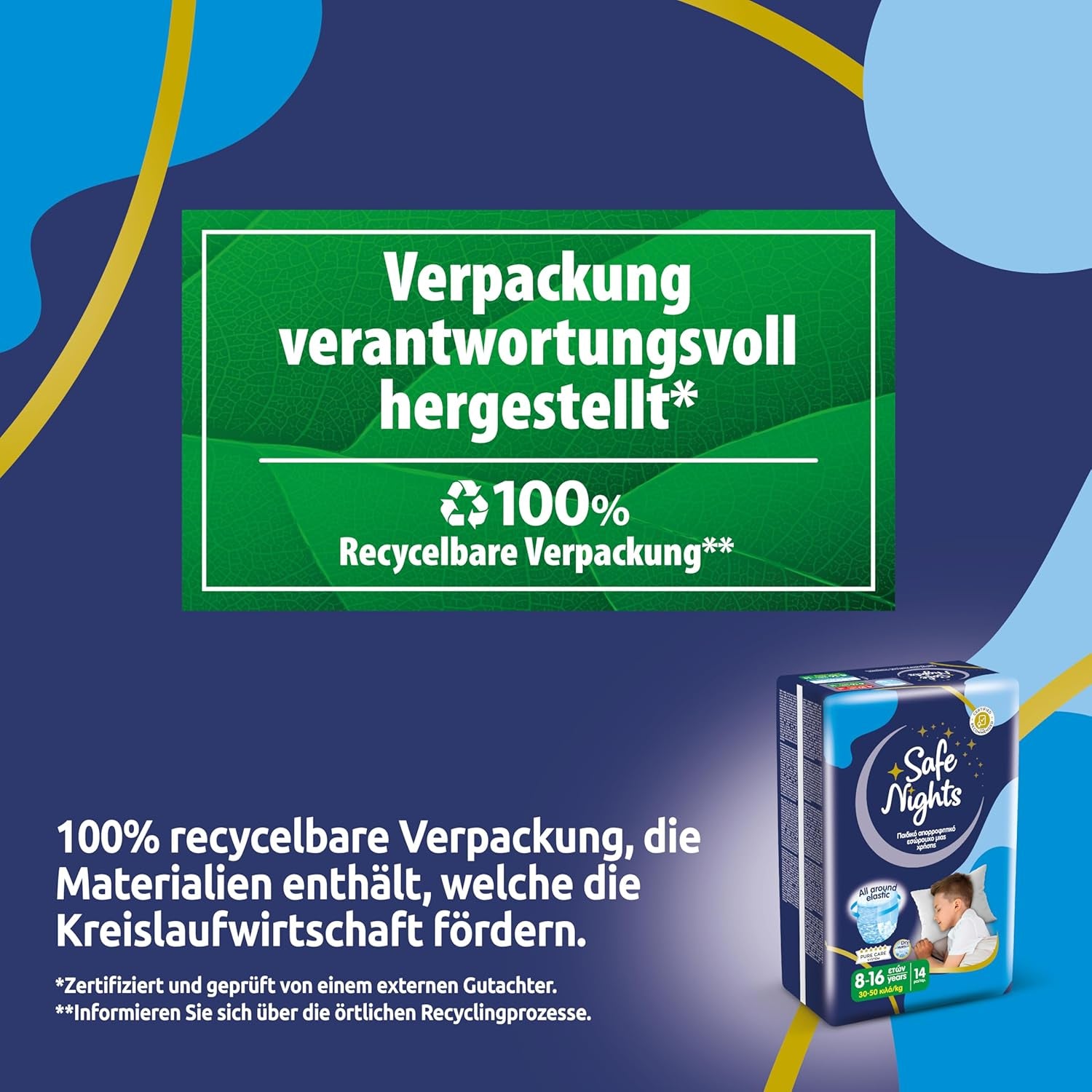 Safe Nights Boy, noční kalhoty pro věk 8-16 let (30-50 kg), 84 kusů