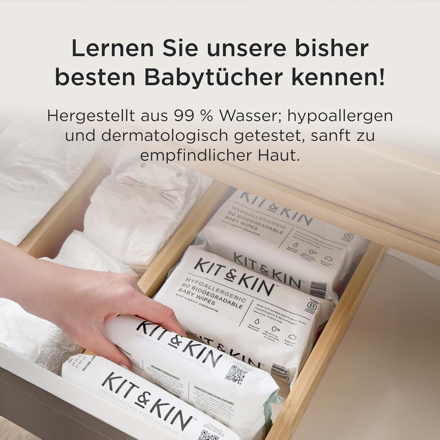 Plenky Kit & Kin Premium, velikost 4 (9–14 kg), počet 128, rostlinné a hypoalergenní, spolehlivá ochrana proti úniku, veganské a bez krutosti