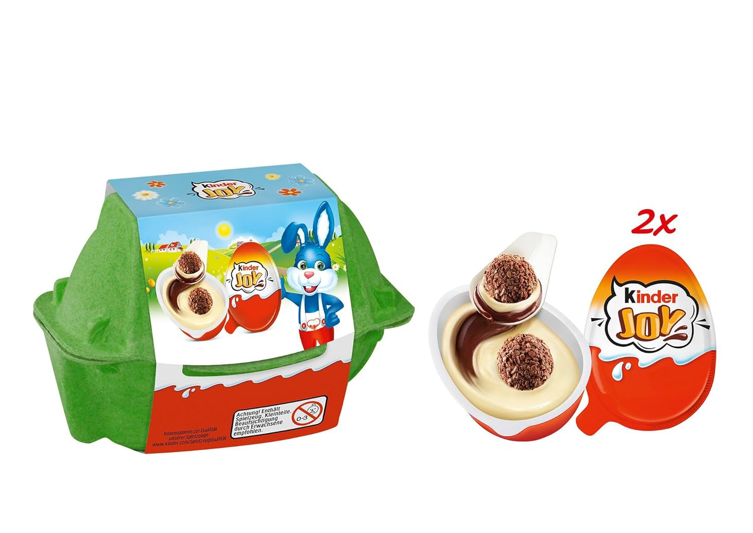 Kinder Joy balení 2 ks - Jedna polovina s lahodným mléčným a kakaovým krémem a křupavými kuličkami a druhá polovina se skvělým překvapením - velikonoční čokoláda, velikonoční cukroví - velikonoční dárek - 40g