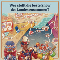 KOSMOS 684648 3-kroužková cirkusová desková hra pro dospělé 12+ Strategická hra Společenská hra pro 1-4 hráče USA Travel Circus Konec 19. století