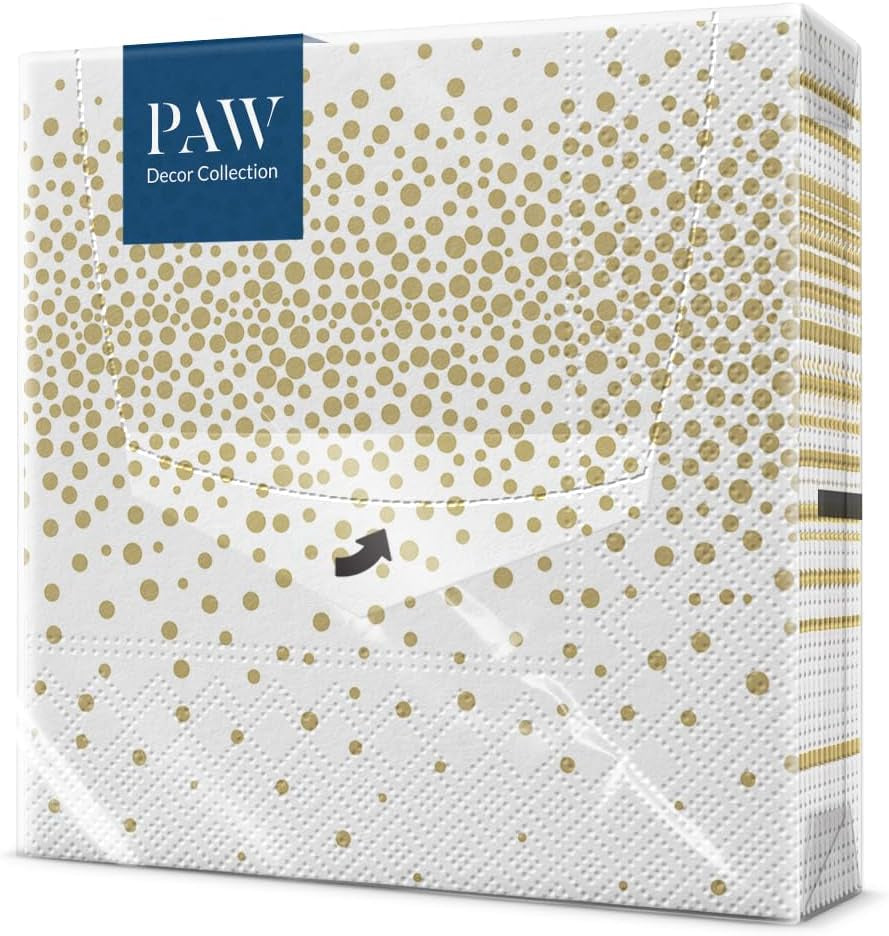 PAW - Șervețele 3 straturi (33 X 33 Cm) I 20 de bucăți I Perfect pentru petreceri, zile de naștere, sărbători I Decorațiuni de masă pentru petreceri pentru copii - Șervețele de hârtie colorate cu motiv - fotbal I minge de fotbal (pachet cu 2)