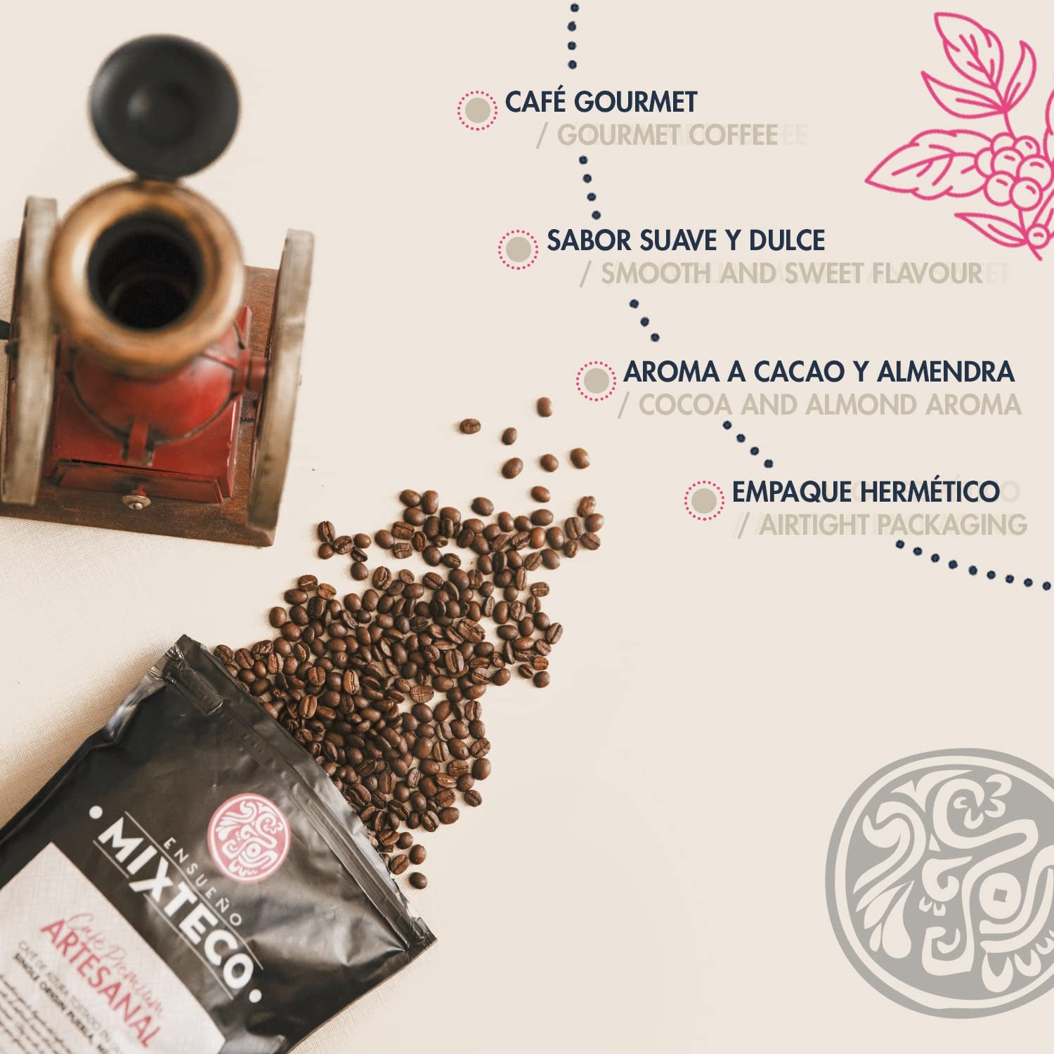 Boabe de cafea Arabica prăjite | 500 g | cu note de cacao și migdale | De la o prăjitorie tradițională de cafea | Gust delicat