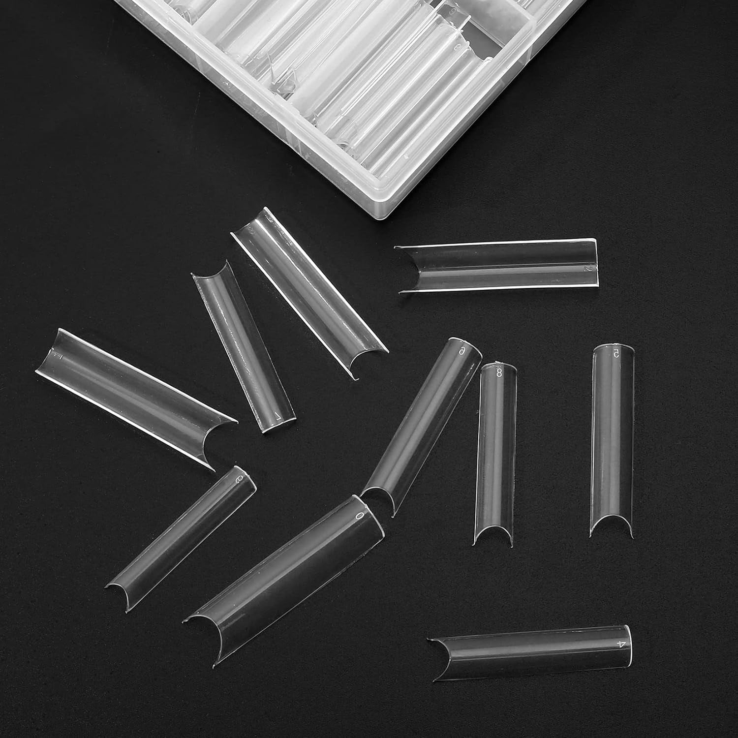 200 bucăți vârfuri unghii false, vârfuri unghii artificiale acrilice, vârfuri unghii false franceze, vârfuri unghii false transparente extra lungi drepte pătrate pentru saloane de unghii DIY