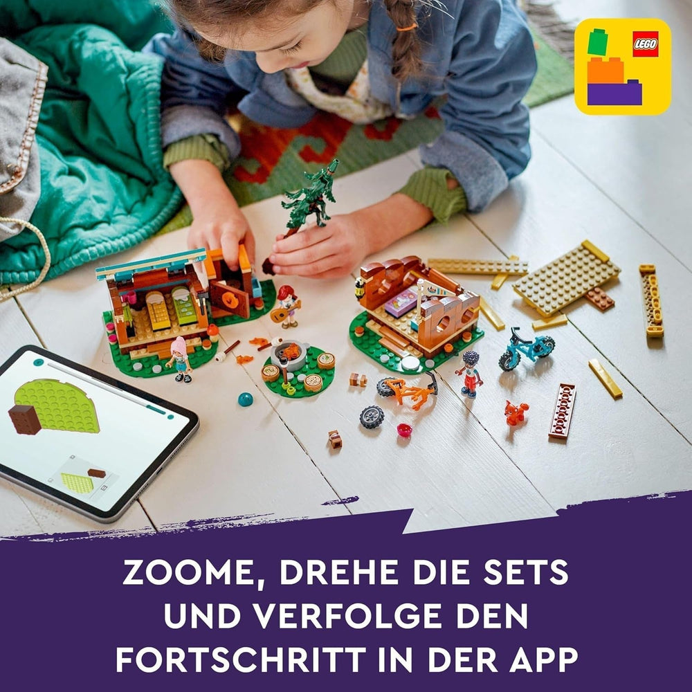 LEGO Friends Útulné chatrče v dobrodružném táboře, Venkovní sada na hraní rolí, Dětská hračka pro dívky a chlapce od 7 let se 3 figurkami a liškou, Kempingová hračka 42624 Stavebnice Besuche den LEGO-Store