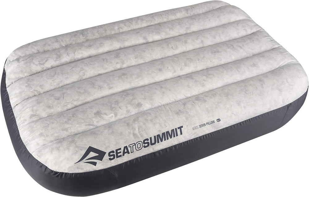 Sea to Summit - Aeros Down Travel Pillow L - Ultralight & Inflabilă - Material 10D - Pernă din puf Premium - Antiderapantă - Pentru drumeții și camping - 42 X 28 X 12 Cm - Gri - 95 G Perne calatorie Naty Shop Gri 1 bucată (1 pachet)