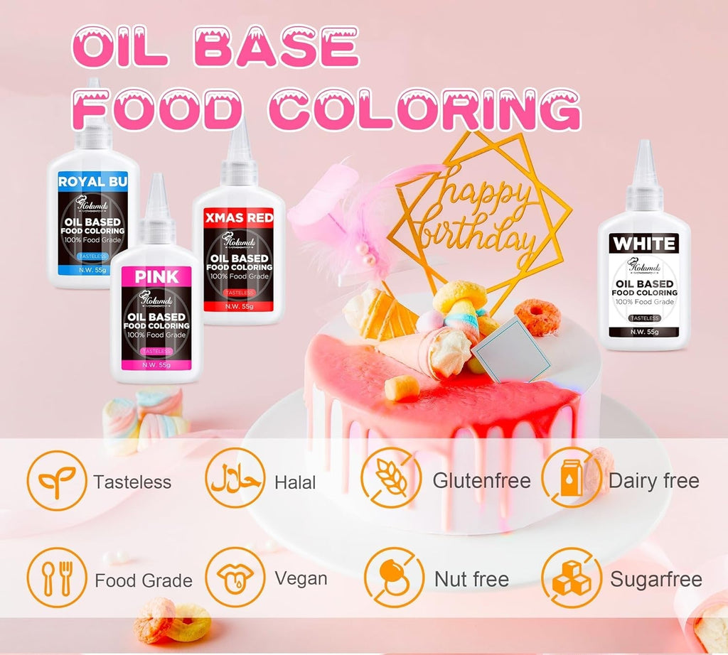 Colorant alimentar liposolubil 55g, colorant alimentar alb pe bază de ulei pentru ciocolată, fondant, macaron, decorarea torturilor, colorant alimentar concentrat pe bază de ulei pentru copt, gătit, glazură, cupcakes