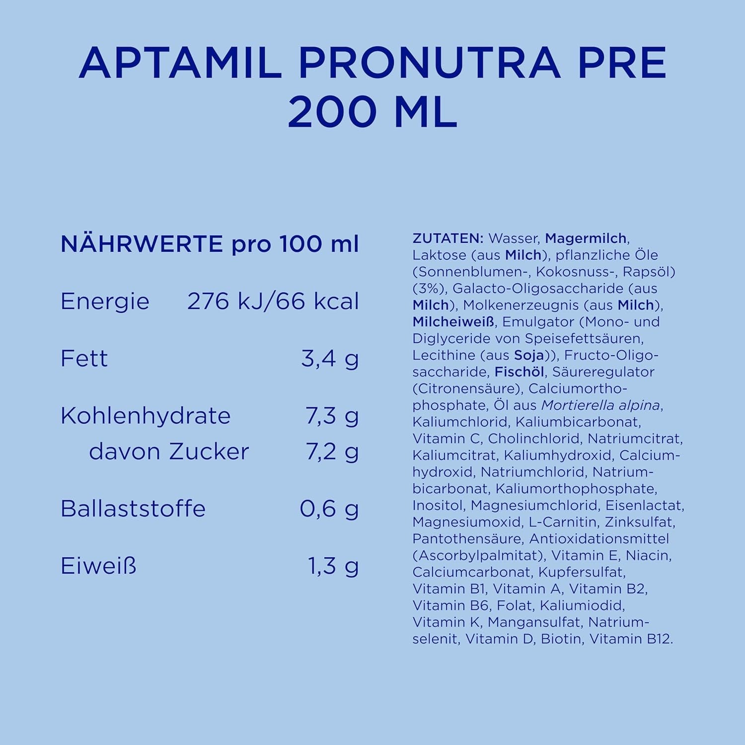 Aptamil Pronutra Pre - Kojenecká výživa od narození - S rostlinnými oleji, bez palmového oleje - 6 x 4 x 200 ml (4800 ml)