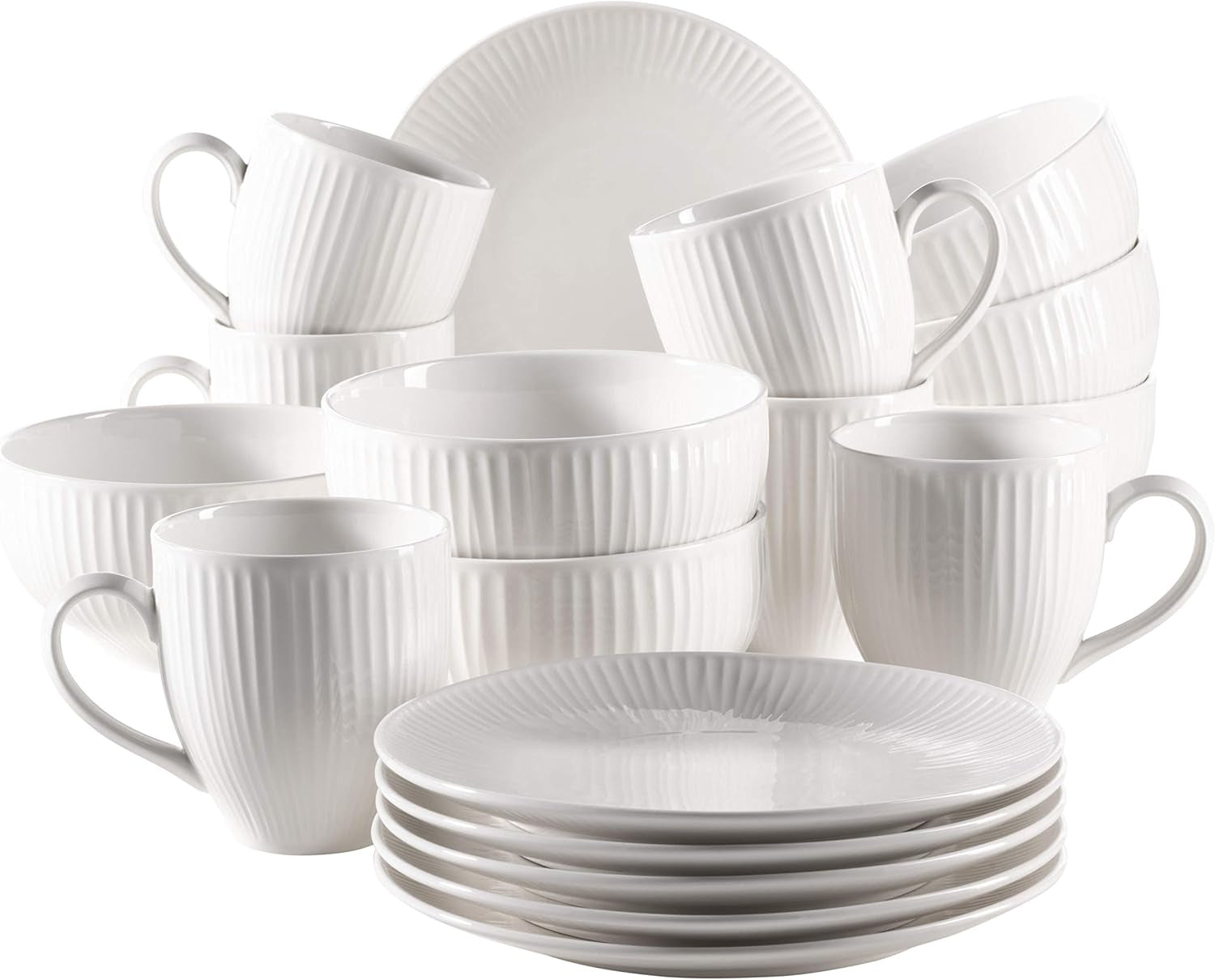 MÄSER 931461 Dalia, Tafelservice Für 6 Personen Aus Hochwertigem Hotelporzellan in Weiß, 12-Teiliges Teller Set in Vintage Design, Durable Porzellan Seturi vesela masa Naty Shop Frühstücks-Set 18-Tlg.