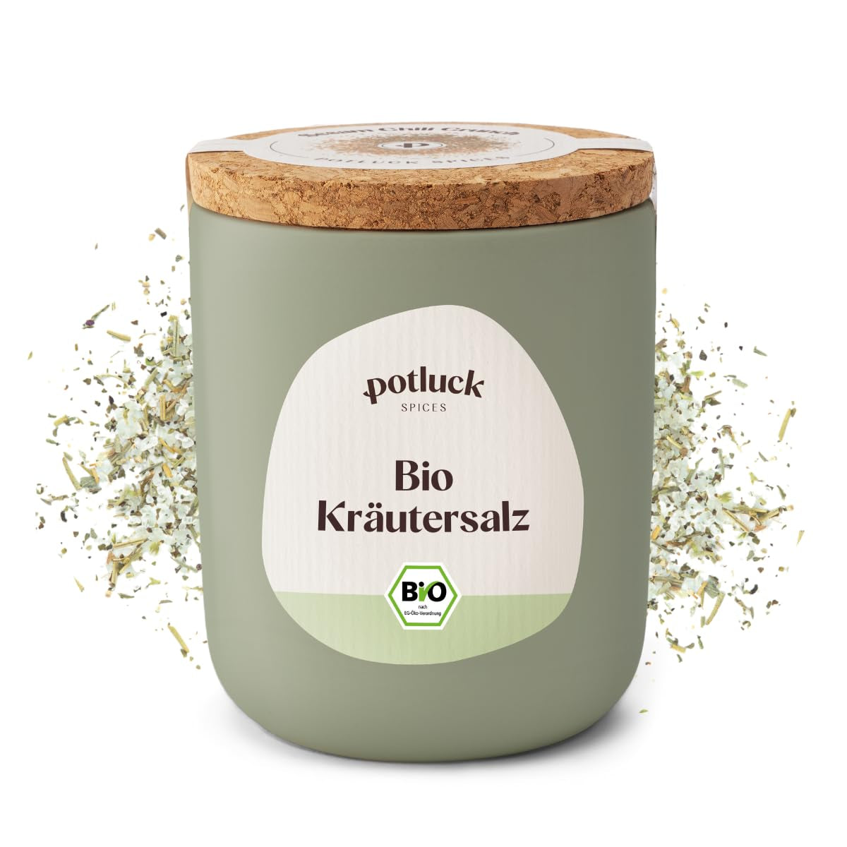 Potluck | Bio Sizilianisches Zitronensalz | Gewürzsalz für Fisch, Meeresfrüchte, Gemüse, salát a dresinky | 140 g v Keramiktopfu
