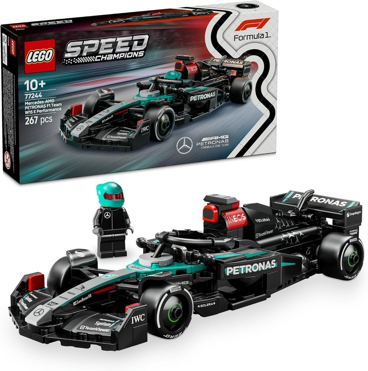 LEGO Speed Champions Závodní auto Mercedes-Amg F1 W15 - Minifigurka Formule 1 - Model auta ke sbírání a stavění - Dárek pro chlapce a dívky od 10 let nebo dospělé fanoušky 77244 Stavebnice Besuche den LEGO-Store Závodní auto Mercedes-Amg F1 W15 77244