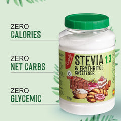 Stévie + Erythritol 1:3 Süßstoff | 1G = 3G Zucker | 100% Natürlicher Zuckerersatz - 0 kalorií - 0 Glykämischer Index - Keto Und Paleo - 0 Netto-Kohlenhydrát - Kein GVO - Castello od roku 1907-1 Kg Sladidla Naty Shop
