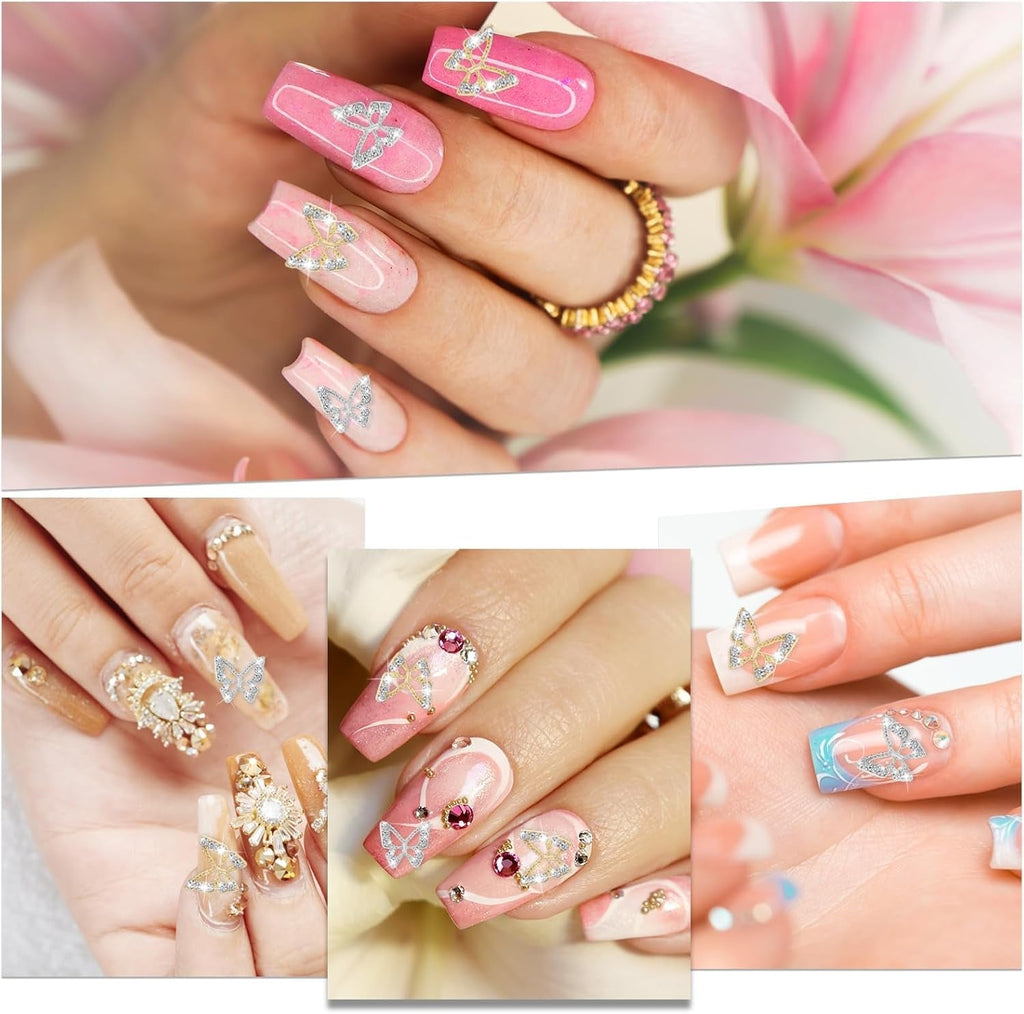 20 bucăți de pandantive pentru unghii cu fluturi cu sclipici, pietre decorative pentru unghii, pietre pentru unghii, nail art cu fluturi, strasuri, pandantive pentru unghii de Ziua Îndrăgostiților, decorare DIY pentru huse de telefon mobil