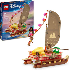 LEGO ǀ Disney Vaiana 2: Vaianas Abenteuerfloß - Botička s textilním pouzdrem, abnehmbarem Deck, Lagerfeuer a 3 minifigurky, vč. Loto und Moni – Geschenk für Mädchen ab 6 Jahren & Fans – 43270