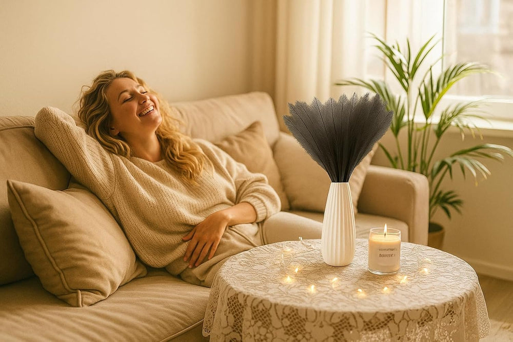 Künstliches Pampas-Gras Für Inneneinrichtung: 30 Stück Grau 55 Cm - Künstliche Pflanzen Wie Real & Keine Wartung - Wohnzimmer, Getrocknete Blumen Für Schlafzimmer, Hochzeit, Tisch, Boho Dekoration