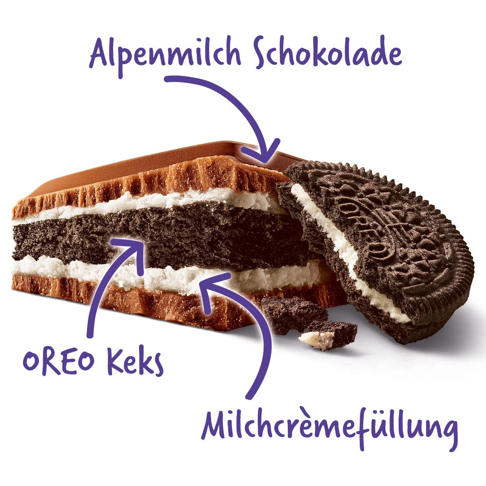 Milka Mmmax Oreo – Čokoláda z alpského mléka s křupavými sušenkami Oreo a mléčným krémem – 300g