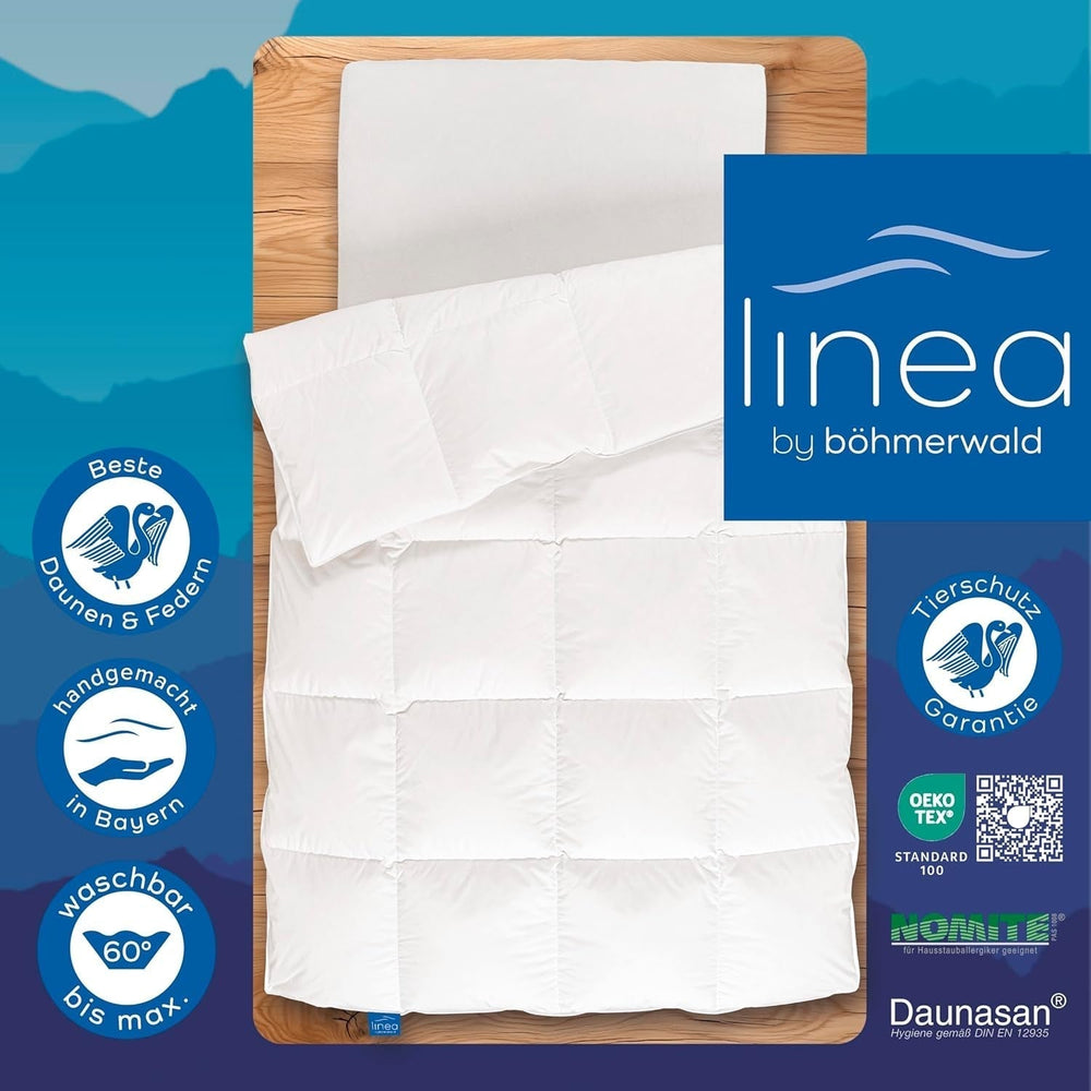 Přikrývka Allnights Střední přikrývka 135X200 100% nové peří a prachové peří Vhodné pro alergiky Lze prát do 60 °C Vyrobeno v Německu Bílé přikrývky a přikrývky Naty Shop