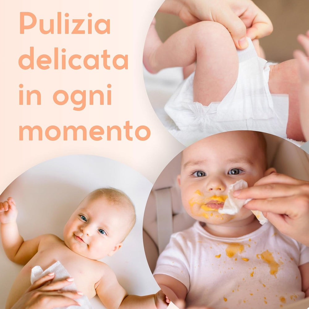Șervețele umede pentru bebeluși cu talc, pentru piele sensibilă, fără alcool, prietenoase cu pielea, pH 5,5, parfumate ușor, 1200 bucăți (12 pachete)