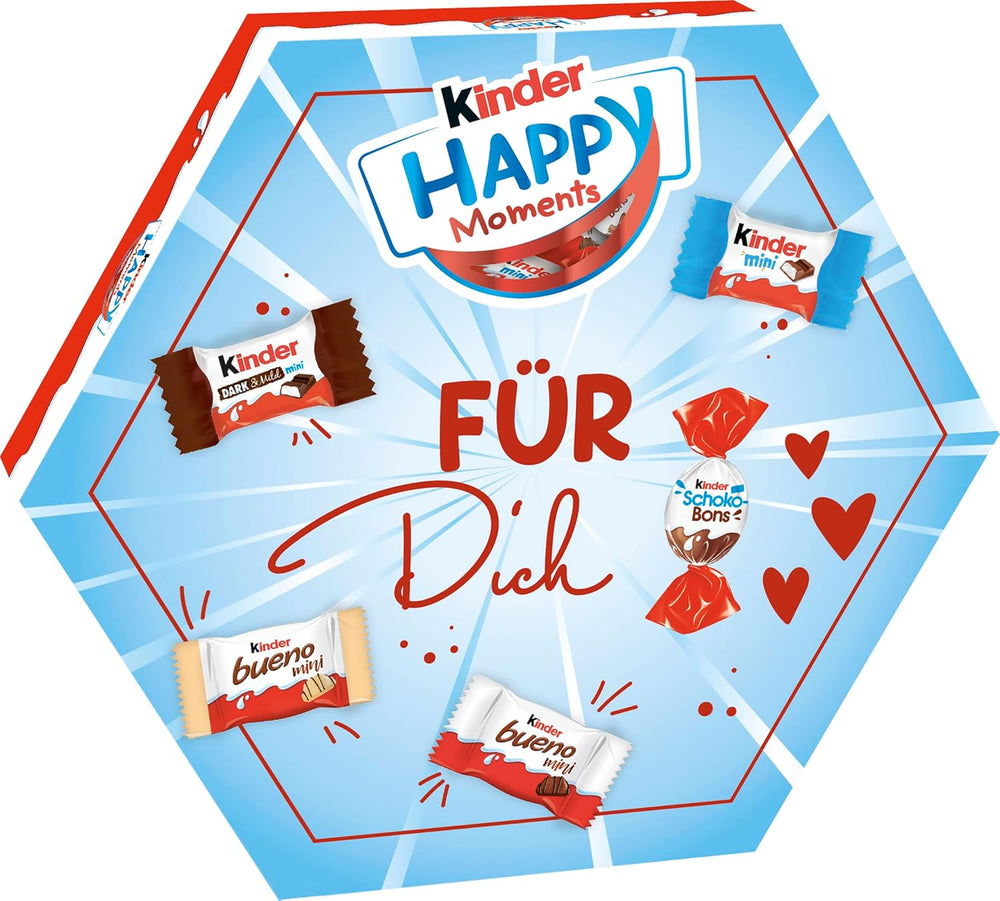 kinder Happy Moments Mini Mix - Valentýnský dárek pro něj a pro ni - Pro socializaci a sdílení s přáteli a rodinou - 161 g
