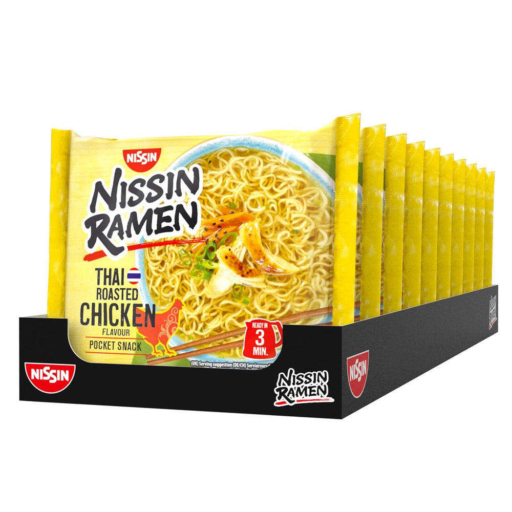 Nissin Ramen - Thajské pečené kuře 10 balení Instantní nudle v asijském stylu Thajský recept Rychlé a snadné asijské jídlo (10 x 65 g)