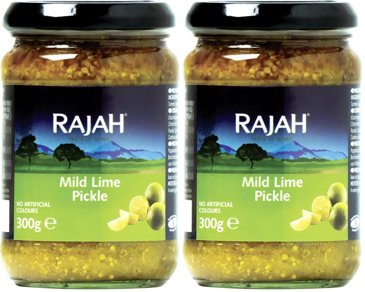Rajah Mild Lime Pickle – Jemná eingelegte Limetten – Ideal als Begleitung zu Curry, Fleisch, Käse, Poppadums & Vorspeisen – 1 x 300 g