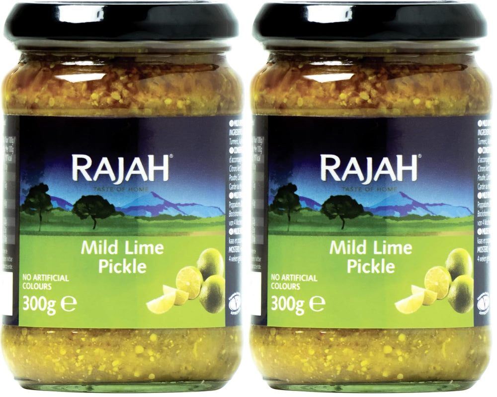 Rajah Mild Lime Pickle – Jemná eingelegte Limetten – Ideal als Begleitung zu Curry, Fleisch, Käse, Poppadums & Vorspeisen – 1 x 300 g