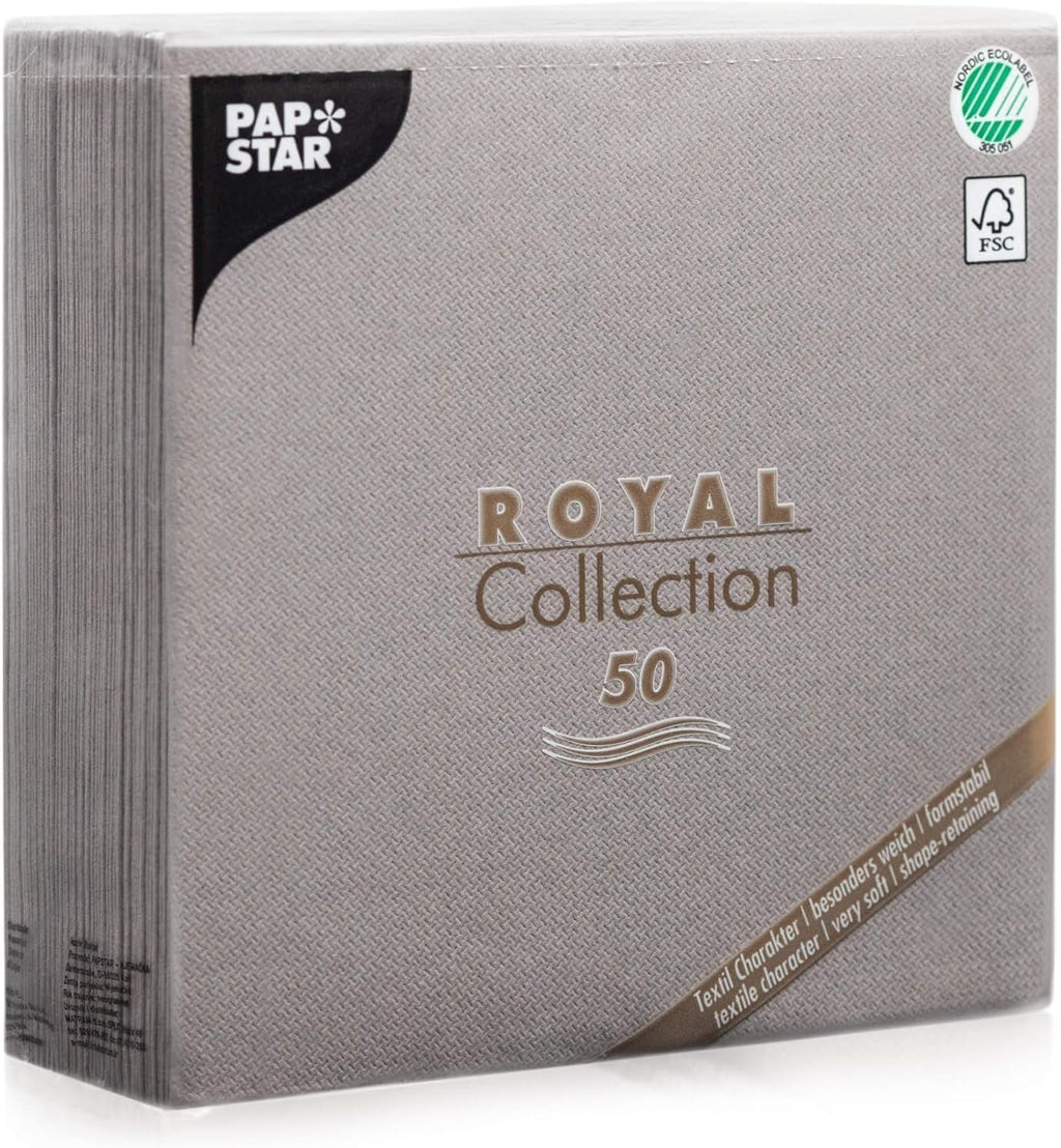 Șervețele Papstar / Șervețele Tissue Negre "Royal Collection" 40 X 40 Cm, 1/4-Fold, ideale pentru catering, gospodărie sau petreceri, #10452, 1 X 50Pack