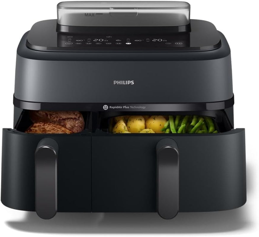 Philips Airfryer Dual Basket 3000 Series, 9L, 2 koše, 2 pokrmy připravené současně, horkovzdušná technologie Rapidair plus Spotřebiče Naty Shop Steam Dual Basket 9 L