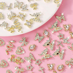 24 Stück Nagel-Charms, Y2K-Legierung, Nail Art, Strass-Charms, 3D-Herz, Schleife, Schmetterling, Charm Mit Strasssteinen, Kirsch-Nagel-Edelsteinen, Glänzender Schmuck