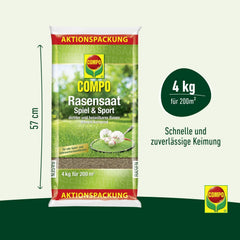 Compo Rasensaat Spiel Und Sport, Universelle Rasenmischung, 4 Kg, 200 M²