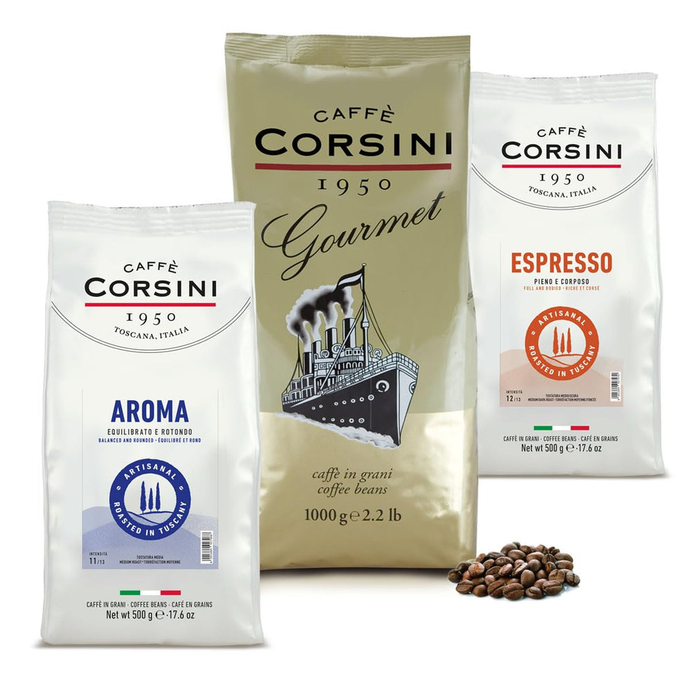 Caffè Corsini - Set Aromatische Kaffeebohnen Der Perfekte Morgen, Ausgewählter Kaffee, 2x500g + 1Kg Gesamtes Set 2Kg