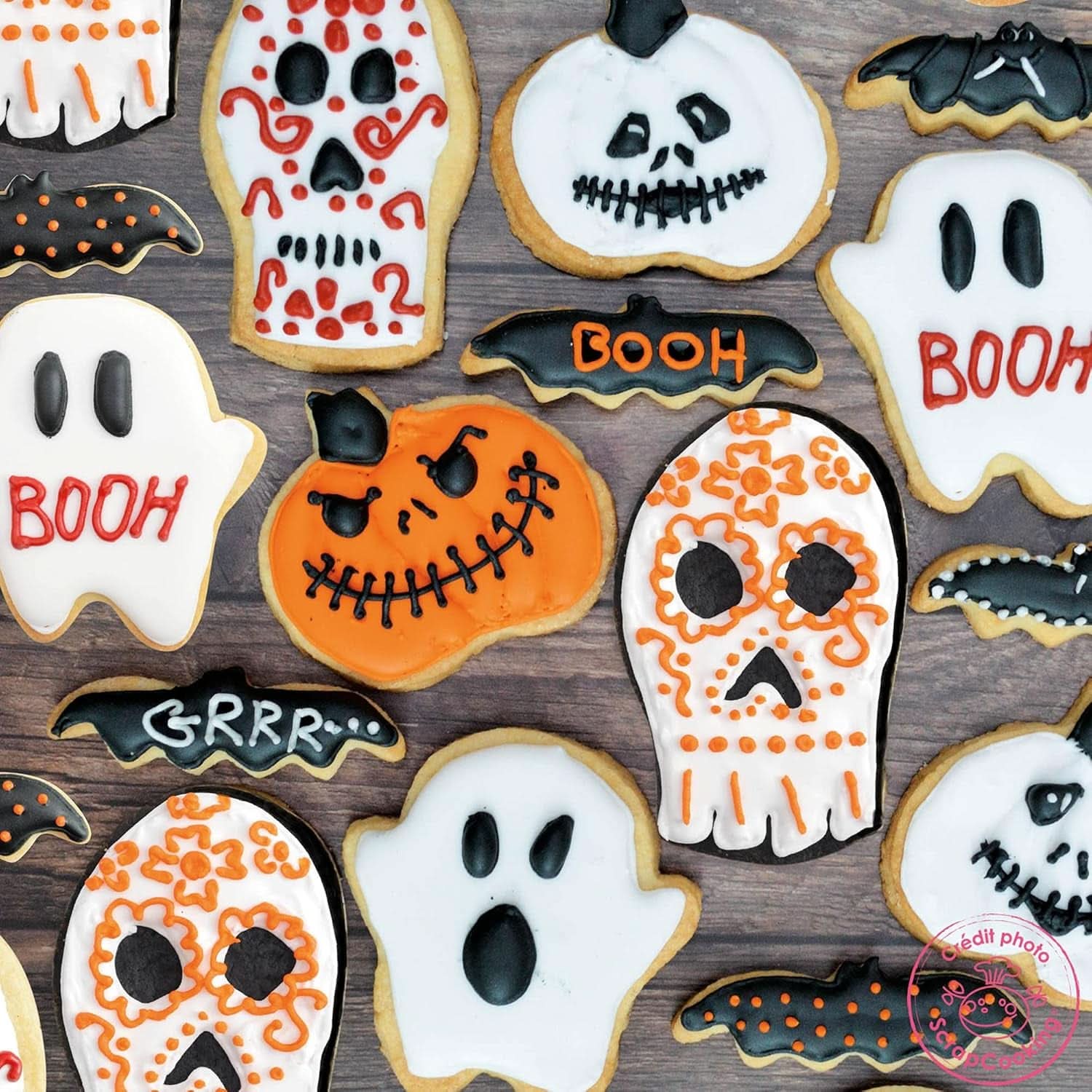 Scrapcooking – sada 4 halloweenských čokoládových per – černá, oranžová, fialová a bílá, pište a kreslete na dezerty, dorty a sušenky Naty Shop