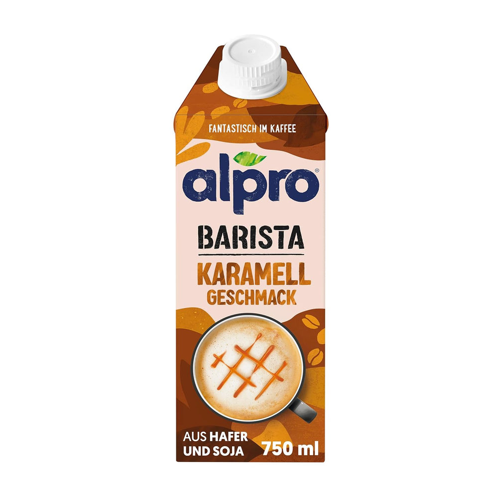 Alpro Barista Karamell – Zum Aufschäumen – Von Natur aus lactosefrei – 8 x 750 ml – Haltbar