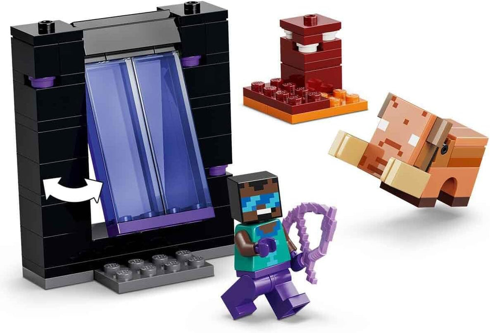 LEGO Minecraft Reise durch Nether und Endportal - Kinder Spielzeug mit Helden, Enderman and Baby Hoglin Figuren - Set s Minecraft Figur - Gamer Geschenk für Jungen und Mädchen ab 7 Jahren - 21584