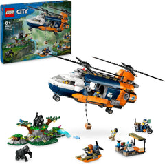 LEGO City Helikoptéra Jungle Explorer, dobrodružná herní sada pro děti 8+, vánoční nebo narozeninový dárek pro děti, 5 minifigurek a 3 gorily 60437 Stavebnice Besuche den LEGO-Store Výchozí název