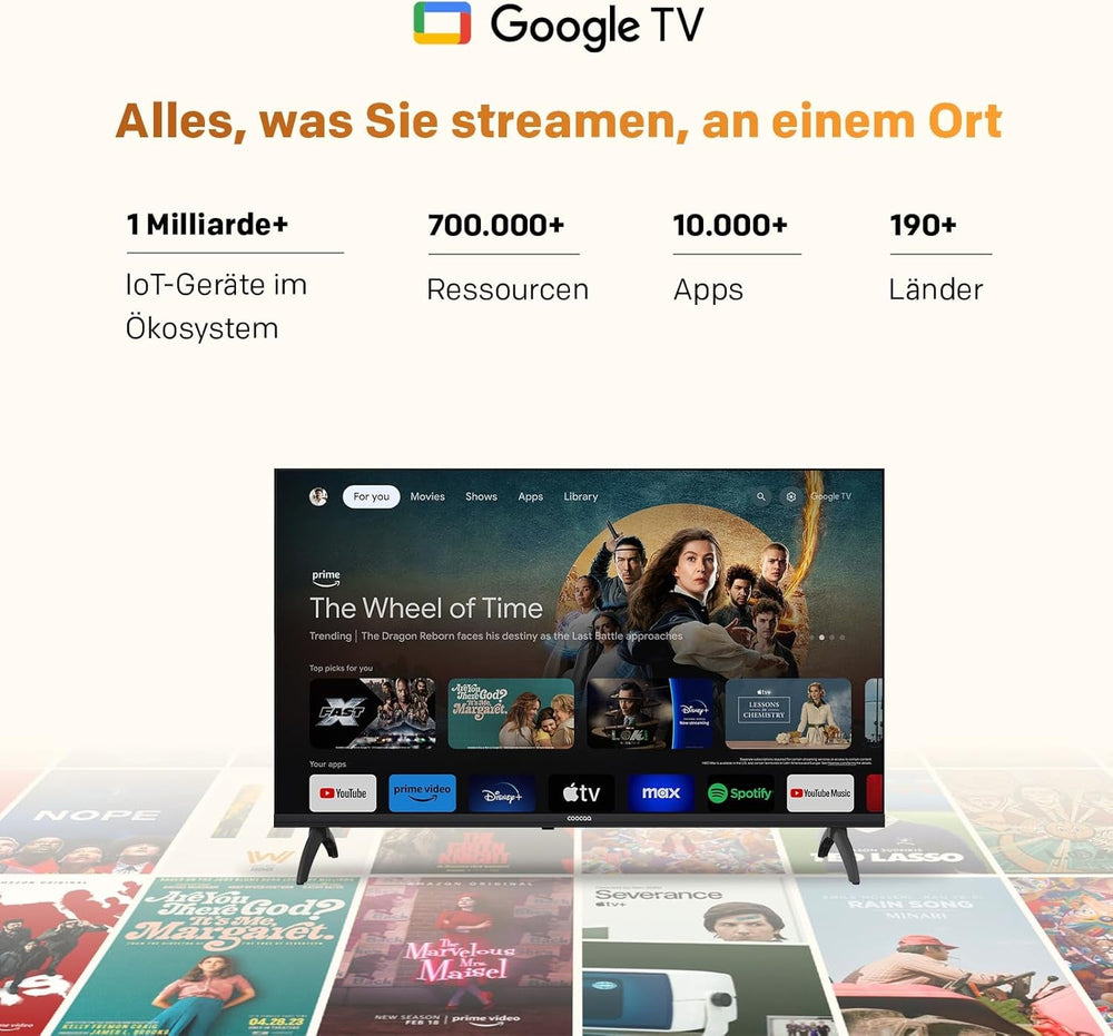 Televizor inteligent coocaa QLED 32 inch, 80 cm, televizor QLED compatibil cu Google TV, HDR10, Dolby Audio, Bluetooth 5.1, EyeCare, Google Cast, tuner triplu (DVB-T/T2/C/S/S2, CI+), 32CGQG40Z, model 2026