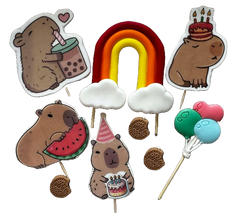 Set decoratiuni comestibile, Capybara Decoratiuni din Pasta de Zahar Nati Shop