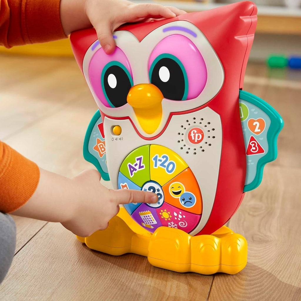 Fisher-Price - BlinkiLinkis Smart Owl, versiunea italiană, jucărie interactivă de învățare cu muzică, lumini, melodii și fraze, jucărie pentru copii cu vârsta de peste 18 luni, HJN64 Jucarii Bebe Naty Shop