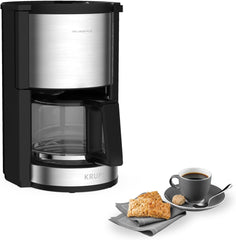 Espressor Krups KM3210 Pro Aroma Plus, 10 cești, 1,25 l, funcție de menținere la cald timp de 30 de minute, fereastră vizibilă pentru nivelul apei, sistem anti-picurare, negru cu aplicații din oțel inoxidabil
