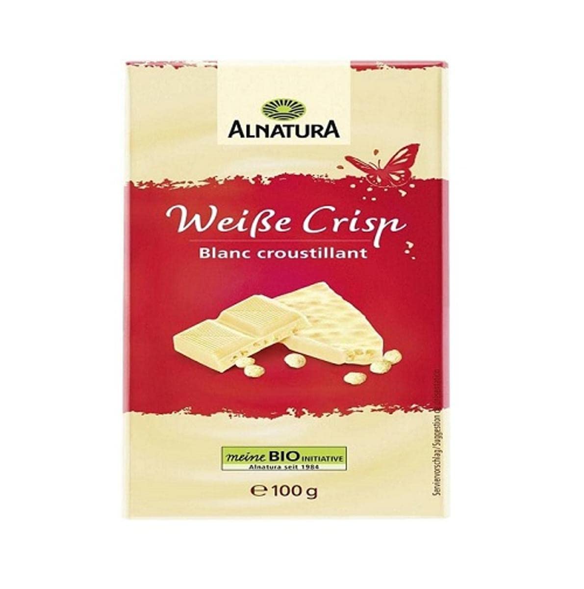 Alnatu Crispy White Chocolate - bílá čokoláda s křupavými rýžovými kuličkami bez přidaného lecitinu