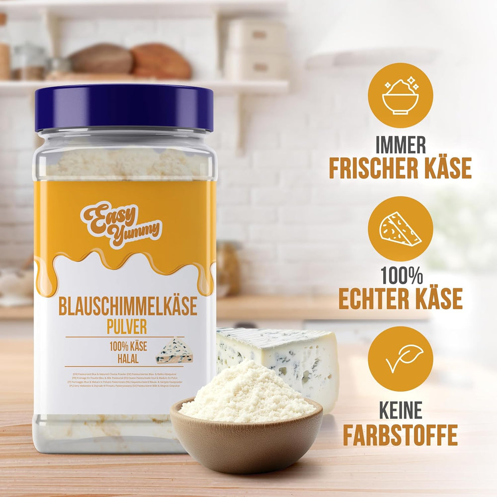 EASY YUMMY - Käsepulver 300g | Instantní Käsegeschmack für Mahlzeiten & Snacks | Immer Bereit, Keine Kühlung Nötig | Aus 100% pravý sýr | Ideální jako Popcorn-Topping