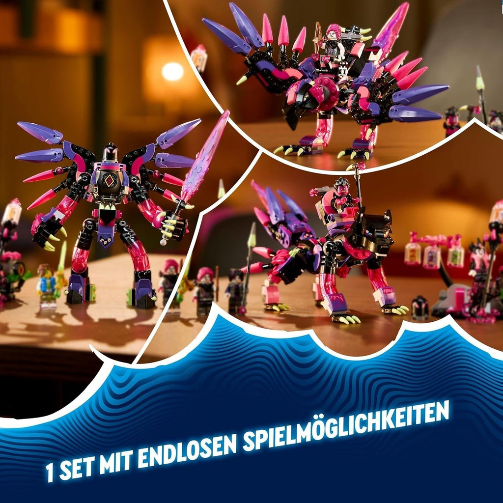 LEGO Dreamzzz 3-In-1 The Nightmare Creatures Of The Never Witch, jucărie magică pentru copii, cazan construibil, lup sau corb, set de fantezie pentru fete și băieți de la 9 ani 71483 Seturi de constructie Besuche den LEGO-Store