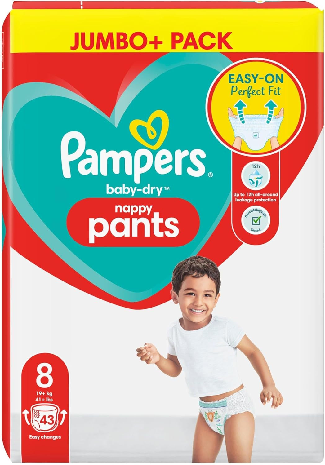 Plenky Pampers Baby-Dry, velikost 8, 43 plen, od 19 kg, balení Jumbo+