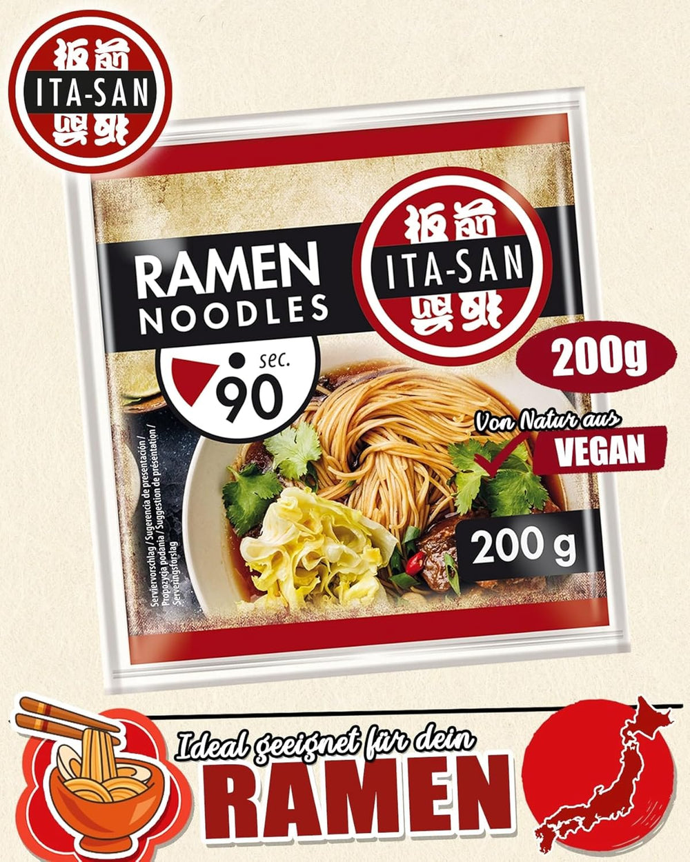 ITA-SAN Ramen nudle, rychlá a snadná příprava, 30 x 200 g