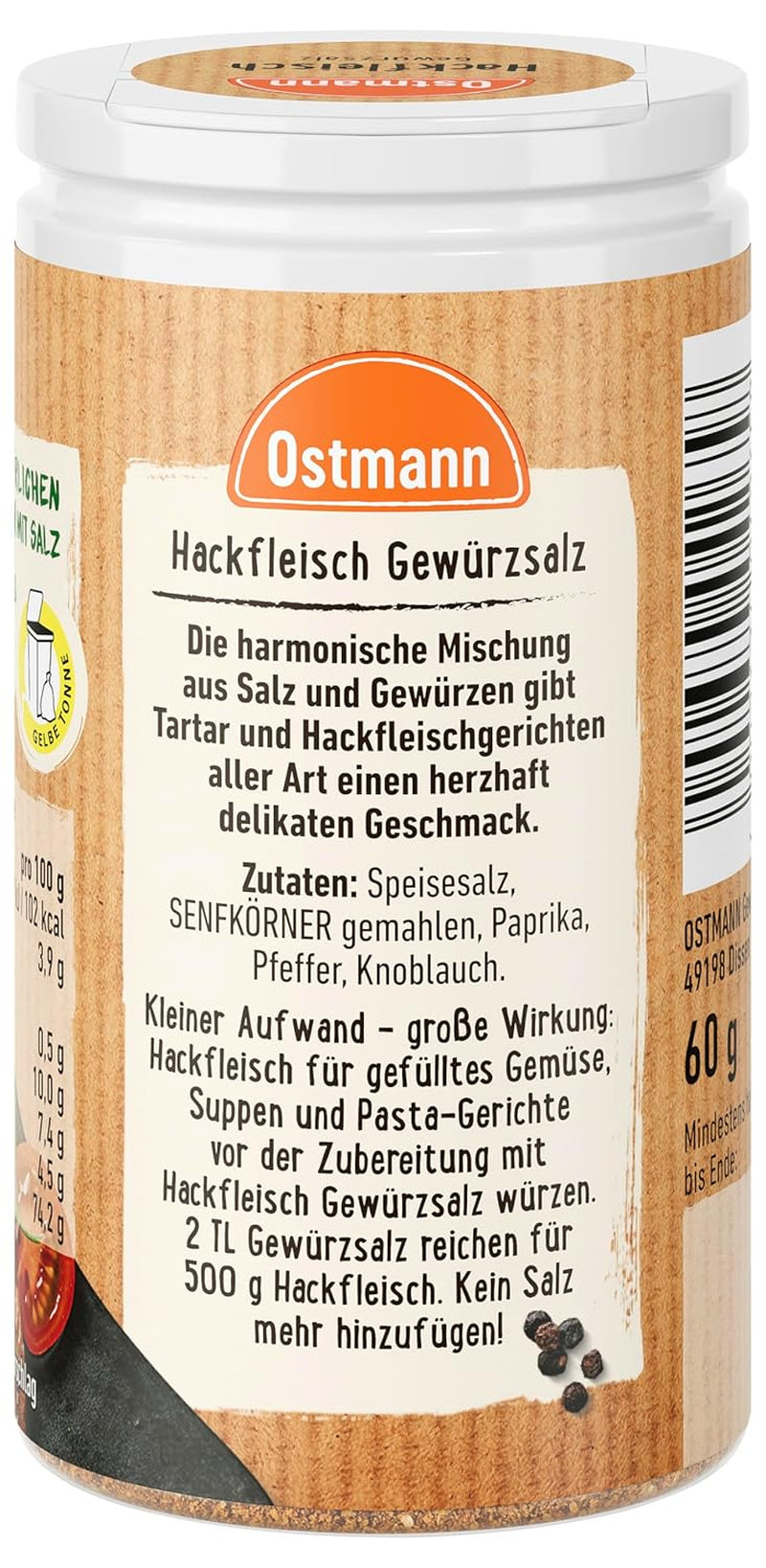 Ostmann Gewürze - Hackfleisch Gewürzsalz | Gewürz für Hackfleisch, Buletten nebo Cevapcici | 60 g ve Streudose