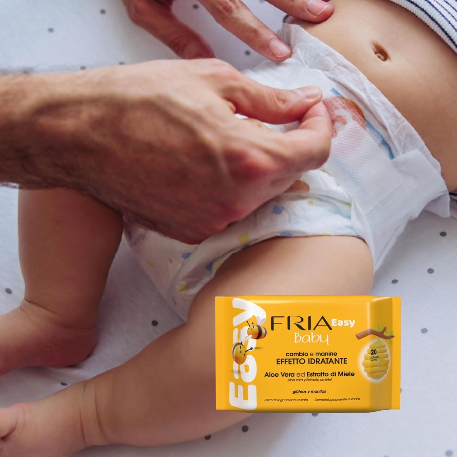 Easy Baby vlhčené ubrousky s Aloe Vera a výtažkem z medu zvlhčující pokožku, dermatologicky testováno, balení 20 ubrousků