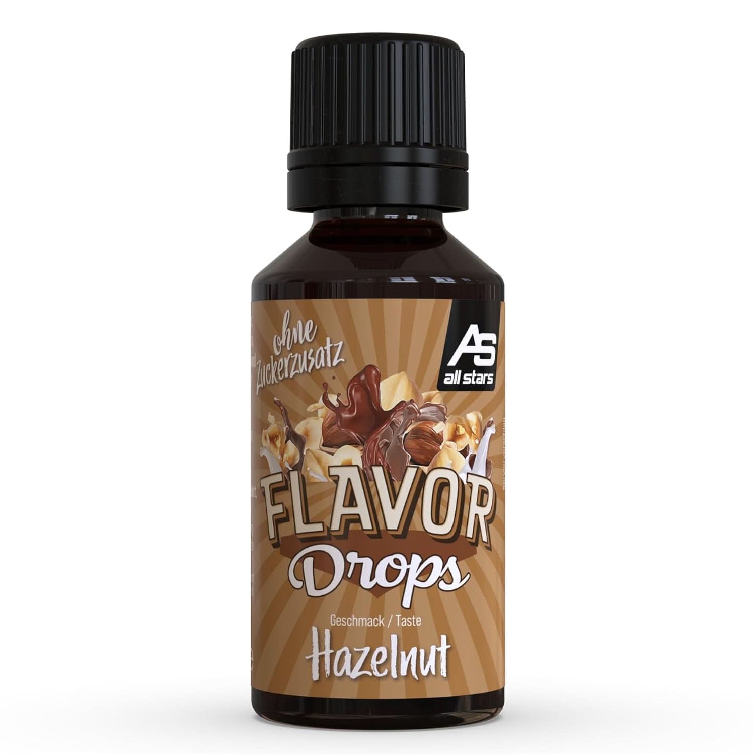 ALL STARS Flavor Drops, Ochucené kapky bez přidaného cukru a bez kalorií - Sladkost a chuť do jídla, 30 ml Sladidla Naty Shop Hazelnut 30 ml