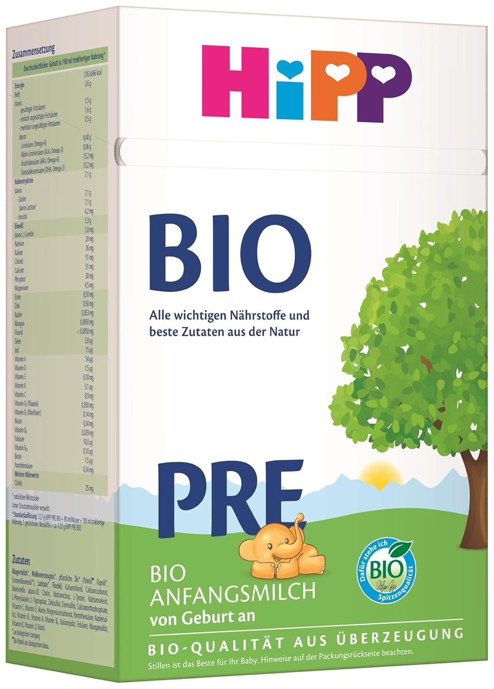 Bio kojenecké mléko HiPP PRE (4 x 600 g), od narození, obsahuje pouze laktózu jako sacharid v nejlepší bio kvalitě