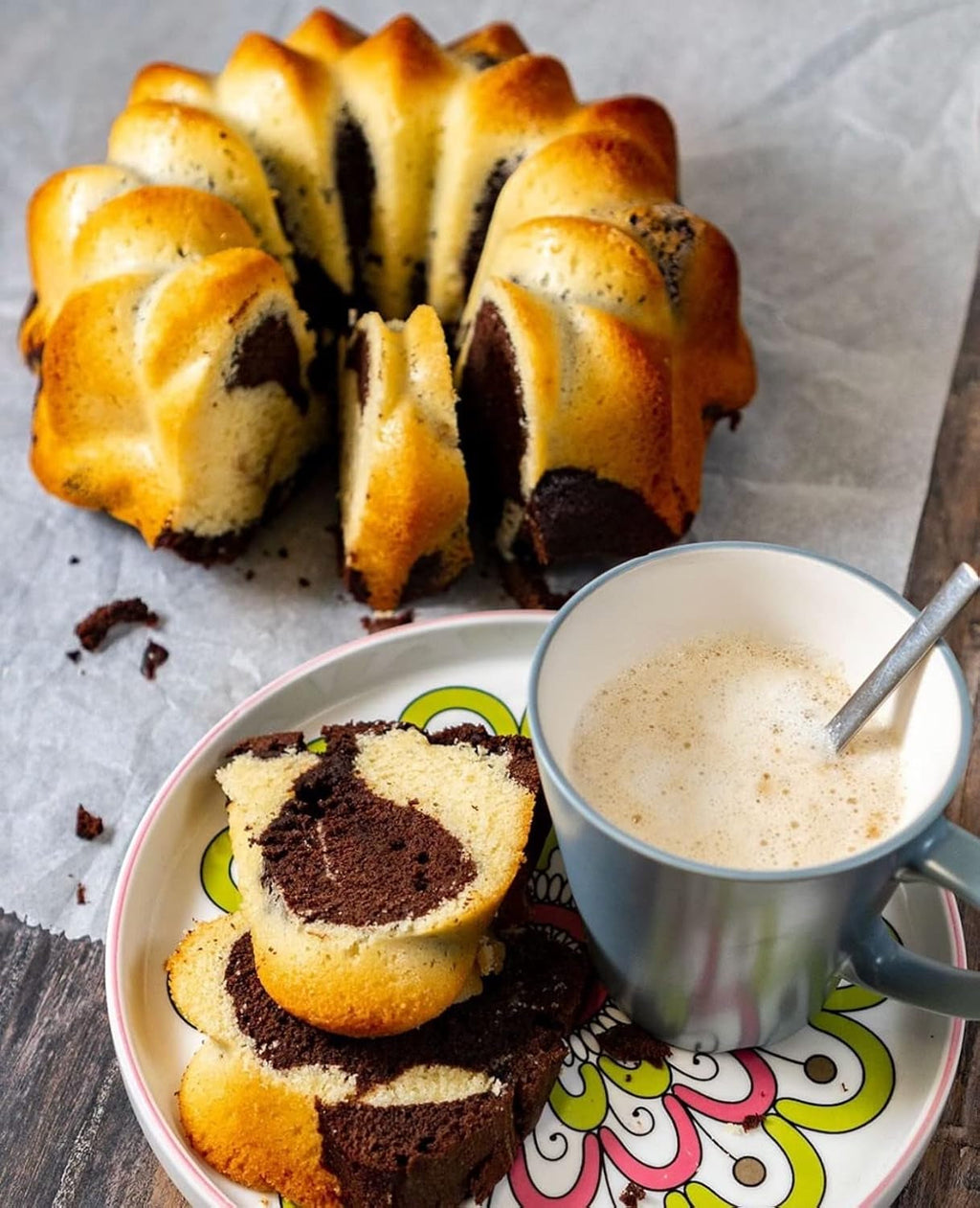 RUF Marmorkuchen, Backmischung Für Einen Kuchen Mit Marmormuster, Hellerteig Mit Kakaomischung, Extra Saftig Und Locker, Vegane Variante Möglich Naty Shop