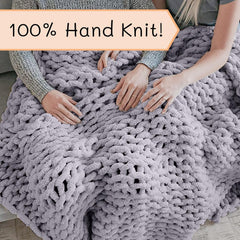 Masivní pletená deka, přehoz, 100% ručně pletená žinylkovou přízí Jumbo (127 X 152,4 cm, šeříkově šedá) Postele a přikrývky Adyrescia